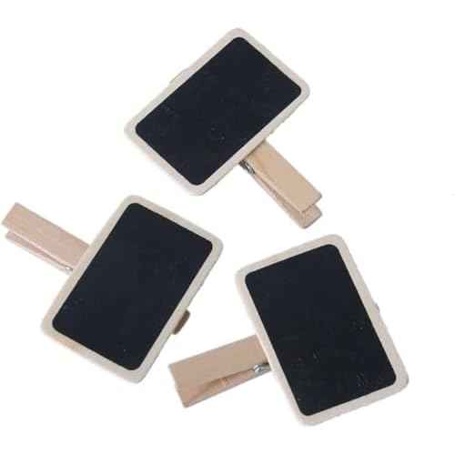 20 Pieces Mini Chalkboard Signs with Clips, Wooden Rectangle Message Boards,with Clip Message Chalk Board Tag Signs Clips Basket Labels Clip for Memo,Note Taking