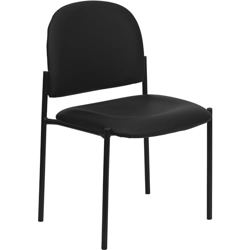 Flash Furniture Tania Comfort Vinyl Stackable Reception Chair - Black