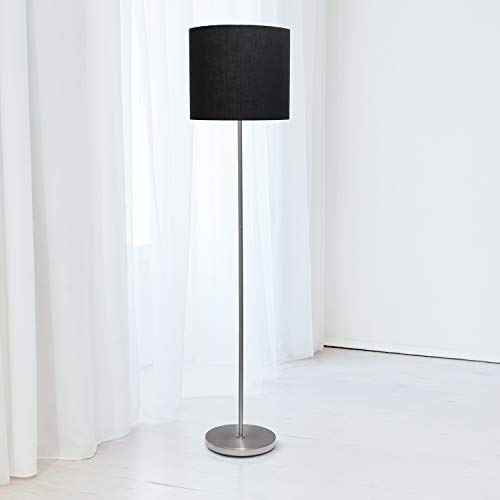 Simple Designs LF2004-BLK-LB 57" Traditional Brushed Nickel Stick Floor Lamp with Black Shade for Living Room, Hallway, Entryway, Bedroom, Office, with Feit LED Bulb Included