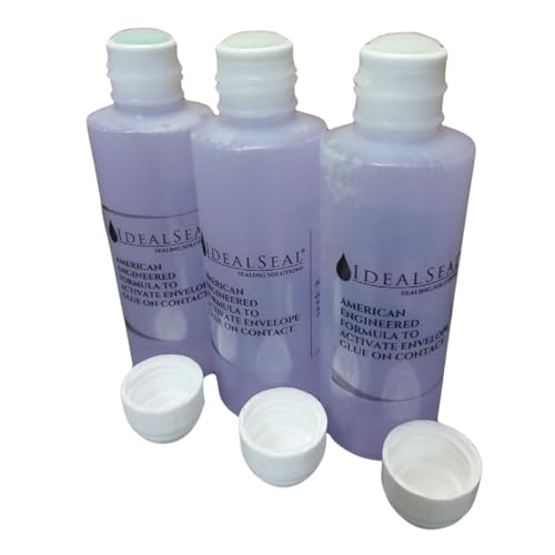 IDEALSEAL Envelope Moistener (120 ML) (3600 Envelpes) E-Z Seal Compatible 4 oz. Dabber Bottle of Sealing Solution PB Sealing Solution 601-7 Postage Stamp Envelope Seal (3 Bottles)