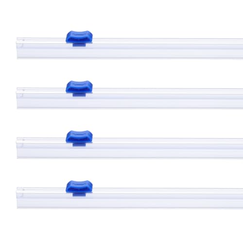 PATIKIL 17in Plastic Wrap Cutter Blue 4pcs Reusable Slide Dispenser for Foil & Parchment Paper