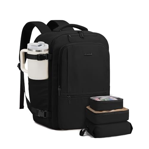 LOVEVOOK Travel Backpack for Women & Men, 40L Large Carry On Backpack Airline Approved, TSA Personal Item Weekender Bag, Water Resistant Laptop Backpack with 3 Packing Cubes for Travel Essentials