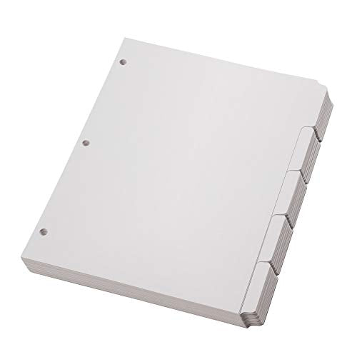 Oxford 5-Tab Binder Dividers Pack of 20 Sets (100 White Dividers, 3-Hole Punched)