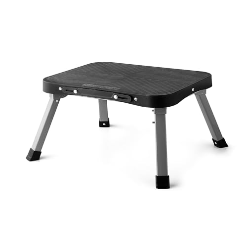 Black 11-Inch Folding Step Stool with Non-Slip Large Platform - STOODER