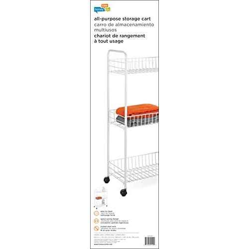 Honey-Can-Do Crt-01149 3-Tier Laundry Cart, 23"L x 8"W x 31"H, White