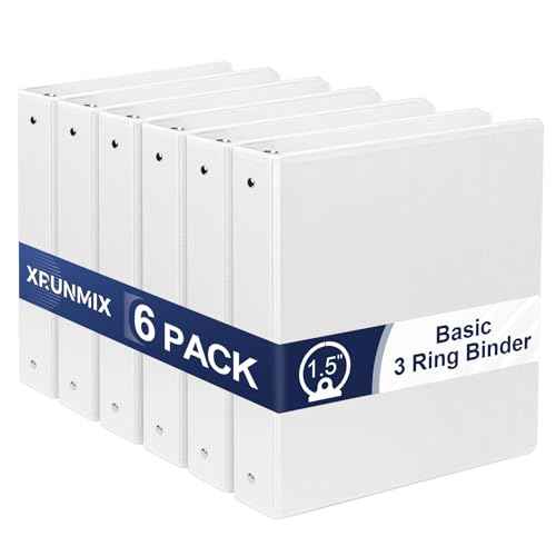 1.5-Inch 3-Ring Binder with Pockets, 1-1/2¡¯¡¯ Premium View Binders with Three Ring Binders Holds up to 325 Sheets US Letter Size, Bulk Pack of 6, Perfect for Home, Office, and School (1.5-inch) White