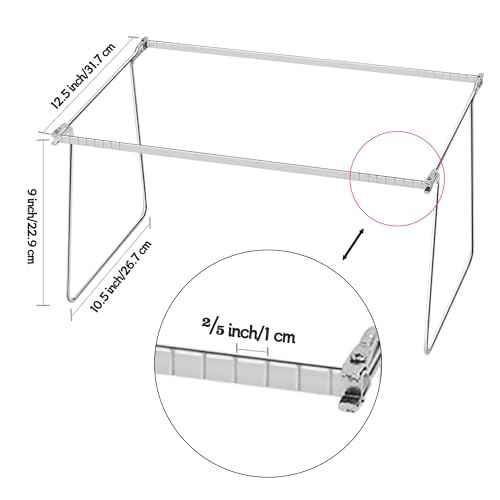 2 Packs Hanging File Folder Frame,Heavy Duty Steel Hanging File Organizer,File Cabinet Rails,Adjustable 11 to 17.4 Inches,Mountable