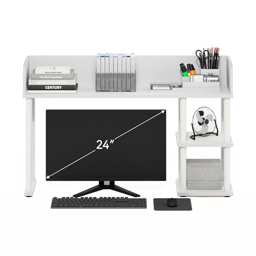 Furinno Classic 3-Tier Desk Hutch, White – 9.3D x 37W x 25.6H, 20 lb total capacity