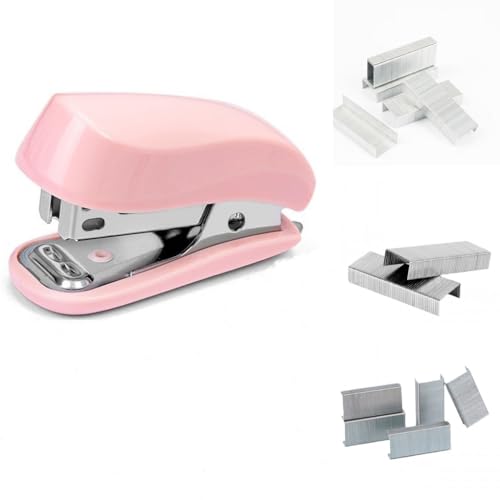 Pink Knamoda Mini Stapler with Staples - Cute Small Office & Desk Stapler (Pink)