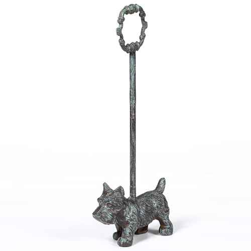 Cast Iron Door Stopper with Handle, 4.88 Lbs Heavy Duty Metal Dog Door Stop, Distressed Blue¡¦