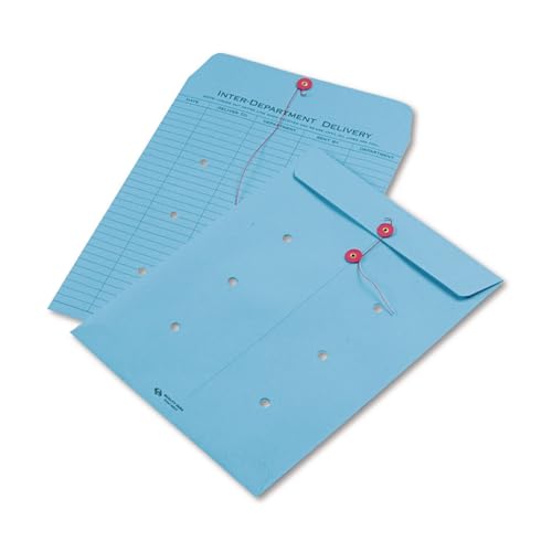 Blue Colored Paper String & Button Envelopes, 10x13, 100-Pack