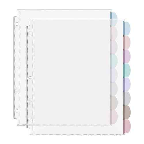 Mr. Pen- Clear Sheet Protectors with Tabs, 8 Tabs, 2 Sets, Clear Plastic Dividers for 3 Ring Binder, Insertable Index Page Divider Multicolor Tabs