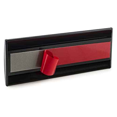 Set of 6 ?Sturdy & Elegant Black Aluminum Wall Mount Name Plate Holder, Office Business Door Curved Sign Holder with Adhesive Tape, 8¡± X 3¡± - Plastic Film Included, Paper Inserts NOT Included