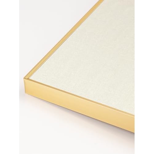 Bulletin Board 30 x 20 inches, Oatmeal White Pin Board, Golden Aluminum Framed Fabric Cork Board with 10 Push Pins
