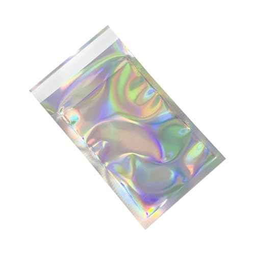 PABCK 100 Pack 2.95x3.94+1.18 inch Holographic Metallic Poly Mailers Self Sealing Packaging Aluminum Foil Glitter Bags Shipping Envelopes Mailing Storage Pouches for Shipping Packaging