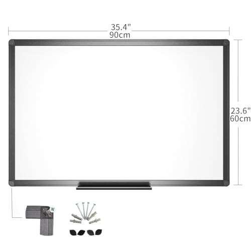 VIZ-PRO Magnetic Dry Erase Whiteboard 36x24 Inches Black Aluminum Frame