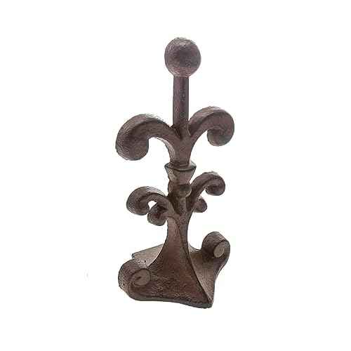 Fleur De Lis Cast Iron Door Stop ? One Decorative Wedge with Felt Bottom ? Antique Rust Brown ? 4" x 3.5" x 7.75"