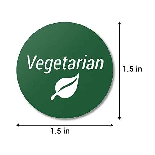 Vegetarian Labels (1.5 inch, Round - 1200 Labels) Vegetarian Food Labels for Meat-Free Meals, Dietary Restrictions, Delis, Restaurants, or Dairy-Free Meals