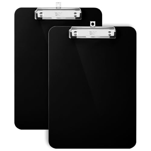 Mr. Pen- Plastic Clipboard, 12.5" x 9", 2 Pack, Black Clipboard Plastic, Low-Profile Metal Clip with Retractable Hanging Hole