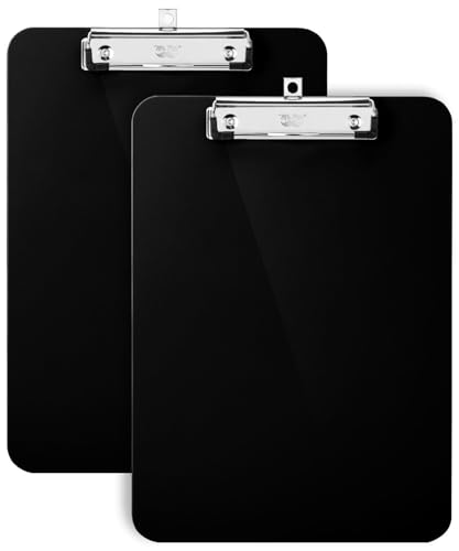 Mr. Pen Plastic Clipboard 12.5 x 9 Inches - Black, 2 Pack