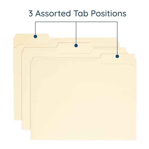 100 Blue Summit Supplies Heavy Duty File Folders Letter Size with 1/3 Cut Reinforced Tabs, Thick 14pt Manila Paper, Heavy Duty Manila Folders for Office, Home, or Classroom