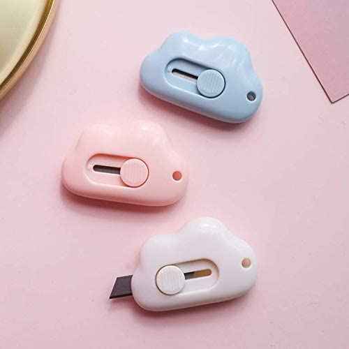 CIEOVO 3 Pcs Cloud Shaped Mini Art Utility Knives Box Cutter Retractable Letter OpenerPortable, Suitable for Cutting Envelopes