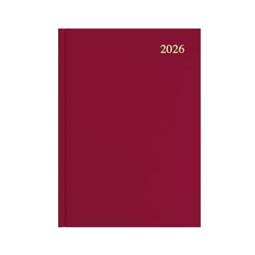 Collins - Essential - 2026 12 Month Calendar Year Planner, Day-To-Page Diary, A4 Hard Cover - Maroon (ESSA41.78-26)
