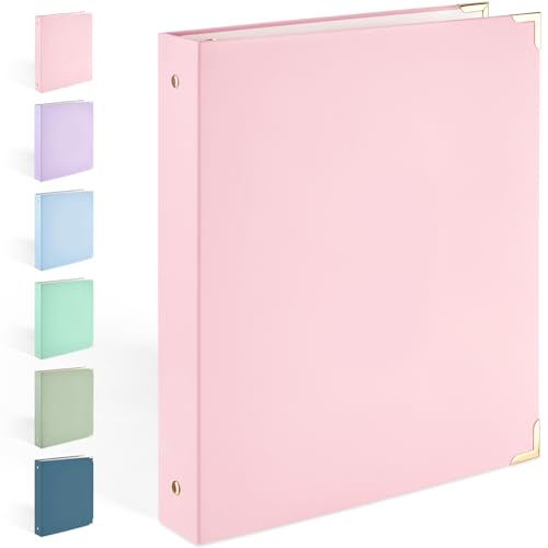 Sooez Pink 1-Inch Metal Ring Binder with Corner Protectors - Letter Size, Elegant Office & School Organizer (Variation: Solid Light Pink / 1)