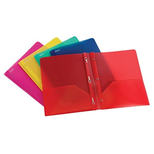 Oxford Translucent Two-Pocket Poly Portfolios, Assorted Colors, Letter Size, 25 per Pack, (99811EE)
