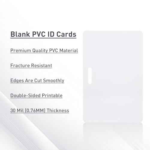500 Pack-Premium Blank PVC Cards with Slot Punch on Long Side, Lumanious CR80 30Mil (CR8030) Horizontal Slot Punch Blank Credit Cards for Business Office Photo ID Badge Printers
