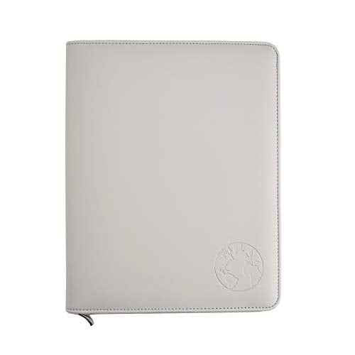 Phone Charging Business & Travel Portfolio w/Built-in Power Bank- Zipper Closure & Refillable Pad- Professional Organizer Padfolio That Charges Phones/Tablets on The Go (Gray)