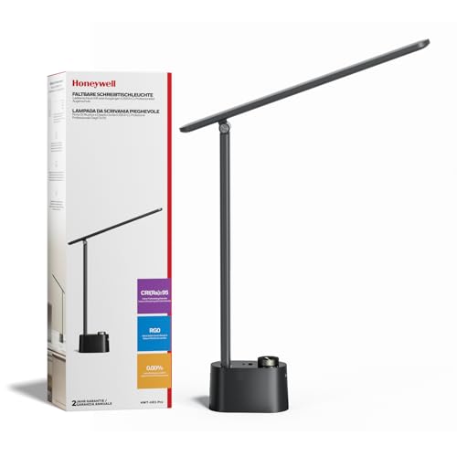 Honeywell H01 Pro LED Desk Lamp - Foldable, Eye-Caring, Black