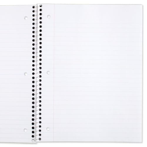 Mead 6 Pack Wide Ruled Spiral Notebooks - 1 Subject, 70 Sheets, Assorted Colors