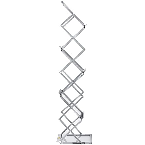 VEVOR Literature Rack, 6 Pockets, Pop up Aluminum Magazine Rack, Lightweight Catalog Holder Stand w/Carrying Bag for Living Room, Hotel, Trade Show, Exhibition, Office