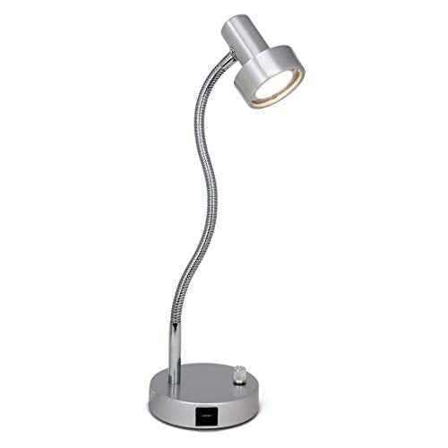 O¡¯Bright Dimmable LED Desk Lamp with USB Charging Port (5V/2A), Full Range Dimming LED, Table Lamp with USB Charger, Flexible Gooseneck, Office Desk Lamp/Bedside Lamp, Vintage Design (Aluminum)