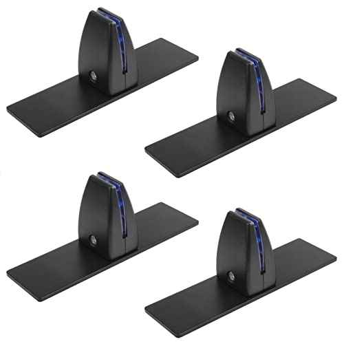 4 Pack Black Office Desk Partition Clamp, T Shaped Sneeze Guard Bracket Support, Aluminum