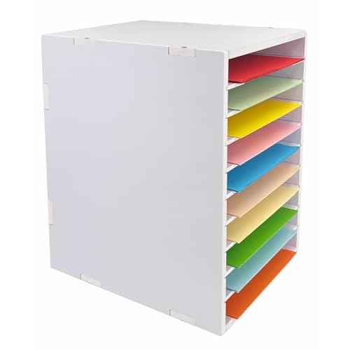10-Tier File Sorter Organizer for Desk, Desktop Organizer with Adjustable Lettry Tray, Paper Sorter for Office School Home (White)