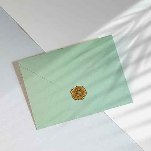 50 PCS Sage Green A7 Envelopes with Stickers, 5x7 Envelopes for Greeting Cards, Great for Invitations, Wedding Invitation, Birthday, Baby Shower, Graduation