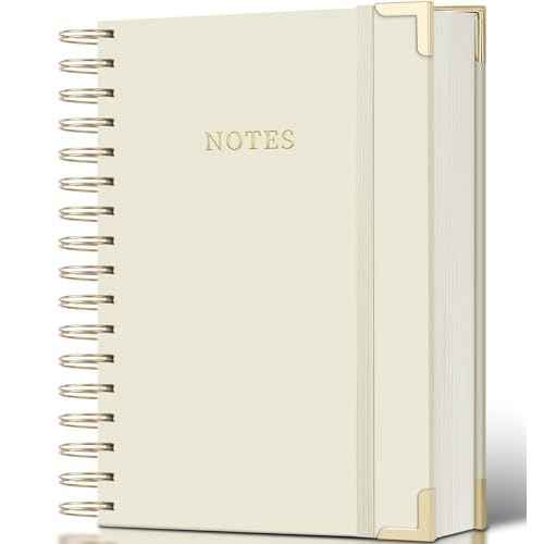 Spiral Notebook Journal, 328 Pages Linen Hardcover College Ruled Notebook, Lined Thick Journals for Women Men, A5 Thick Spiral Journal for Writing, 100GSM Paper, Cute Notebooks for Work School