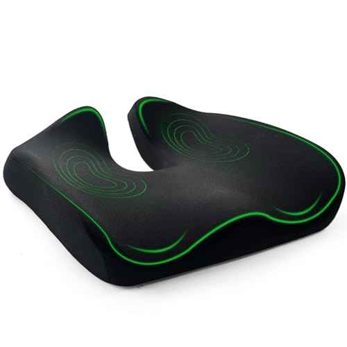 Ergonomic Office Chair Cushion ? Gel Memory Foam Seat Pad with Non-Slip Cover, Pressure Relief for Long Sitting, Back Pain, Tailbone Support (Black)