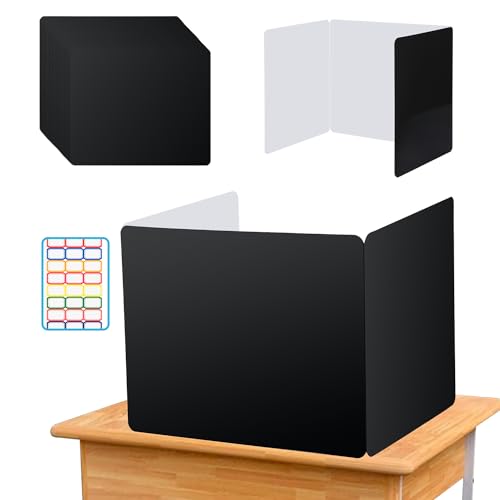 EARTHSON 24 Pcs Privacy Folders - Black Three-Fold Privacy Dividers for Classroom, Desk Shields