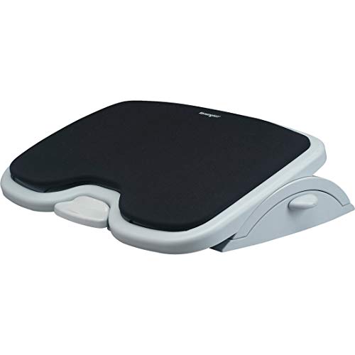 Kensington Foot Rest For Under Desk At Work, Smartfit Comfort Memory Foam Angle and Height Adjustable Footrest, Non-Skid Foot Stool For Under Office Desk, White/Black K56144USF