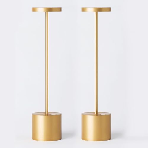 Cordless Rechargeable Battery Operated Dining Table Lamp 6000 mAh LED Desk Lamps 13.5 inches 3-Level Light Color Adjustable Dimmable Brightness for Reading/Restaurant/Study, Pack of 2