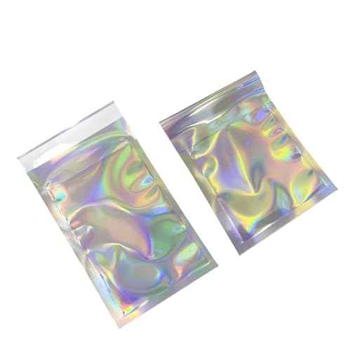 PABCK 100 Pack 2.95x3.94+1.18 inch Holographic Metallic Poly Mailers Self Sealing Packaging Aluminum Foil Glitter Bags Shipping Envelopes Mailing Storage Pouches for Shipping Packaging