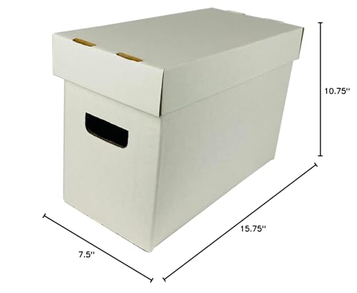 Max Protection Short Comic Book Storage Boxes - Holds 150-175 Books, Ideal for Home Storage, Stackable - Set of 5, White