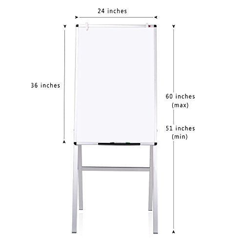 VIZ-PRO Adjustable Whiteboard Easel 24x36 Inches Dry Erase Stand with Pen Tray