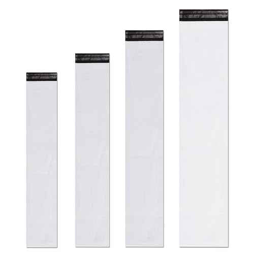Unique Poly Mailers 12x43 Inch 50 Pack Envelopes Bag for Long Items,White Self Sealing Waterproof Mailing Shipping Bags