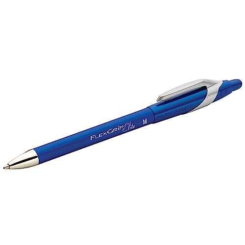 Paper Mate 85581 FlexGrip Elite Retractable Ballpoint Pens, Medium Point, Blue, 12 Count