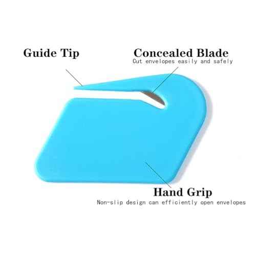 Magnetic Letter Openers - 3 Pack Envelope Slitter & Cutter, Mail Opener Blade with Magnet, Letter Opener for Women - Purple, Red, Lake Blue