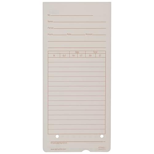 Acroprint 09-9115-000 Time Cards for ATR480 Time Clock, 50 Count(Pack of 1)
